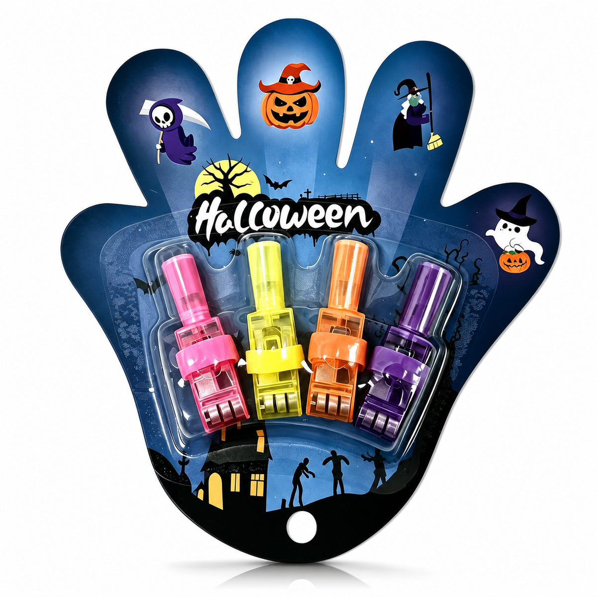 🎃🔦 LED Projection Finger Lights – Screen-Free Halloween Fun | Warm LED, No Blue Light