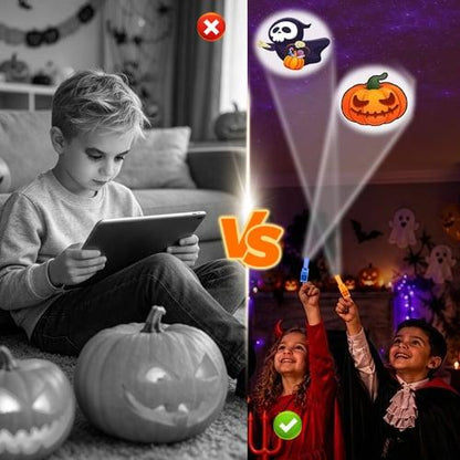 🎃🔦 LED Projection Finger Lights – Screen-Free Halloween Fun | Warm LED, No Blue Light