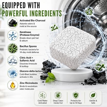 🏆Official Store|Kill Mold & Pet Hair|AEXZR® CarbonMelt Bio-Enzyme Washer Cleaner Tablets