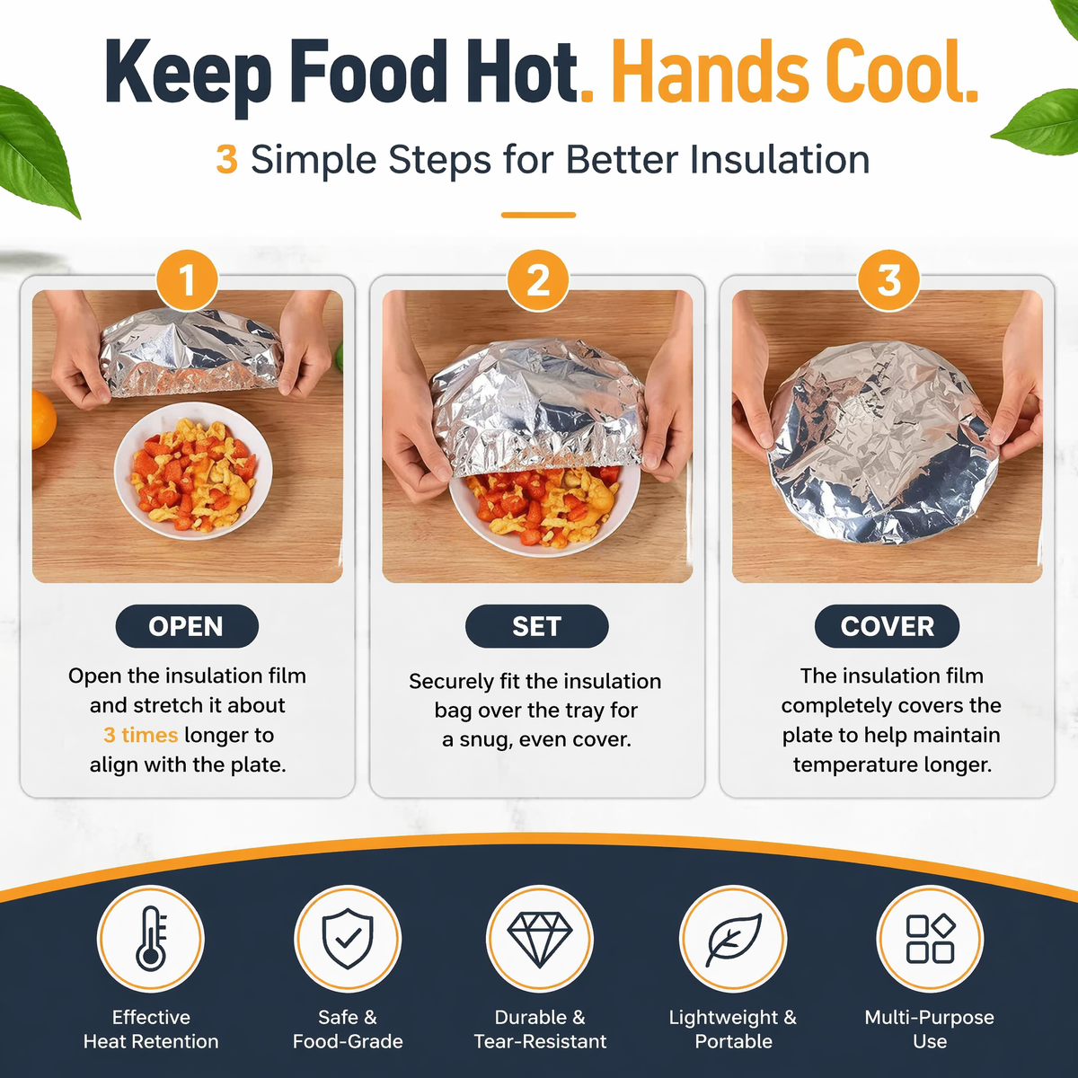 🏆AEXZR® Insulated Food Covers (50 PCS) – Keep Meals Warm, Ready, & Covered🍽️