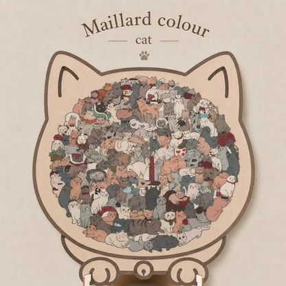 🔥50% OFF 🎅Christmas 135-Piece Cat-Shaped Wooden Puzzle in Morandi Colors🐱 🎁