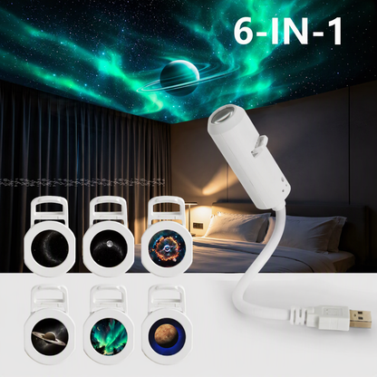 ✨ USB Galaxy Starry Night Light Projector – 360° Flexible Neck & Interchangeable Film Slides