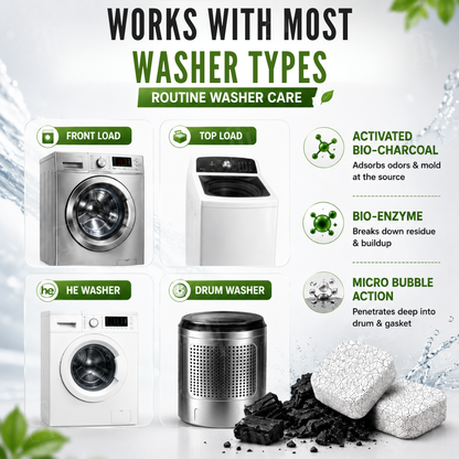 🏆Official Store|Kill Mold & Pet Hair|AEXZR® CarbonMelt Bio-Enzyme Washer Cleaner Tablets