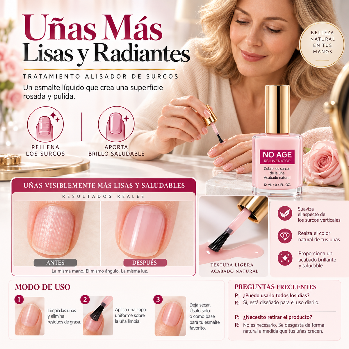 💅 Base Niveladora y Rellenador de Estrías para Uñas Lisas y Perfectas ✨