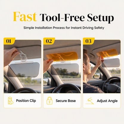 🎁 Buy 2, Get 1 FREE! | 🚗 Universal HD Anti-Glare Car Visor – ☀️Clearer Day & Night Driving🌙