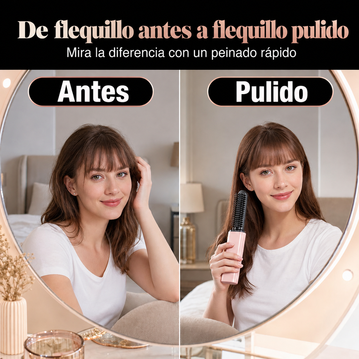 👩¡Peinado perfecto en 3 segundos! Mini peine moldeador inalámbrico para flequillo 