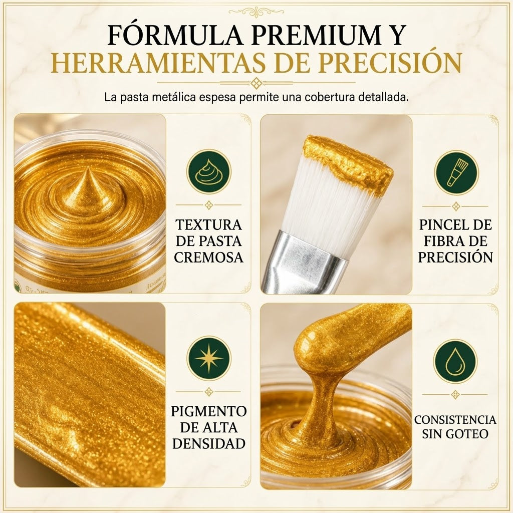 ✨ 50% DE DESCUENTO – Pasta de Pintura Dorado Metálico para Retoque y Restauración – Crema Renovadora para Marcos, Muebles y Decoración – Acabado Alto Brillo 🖌️