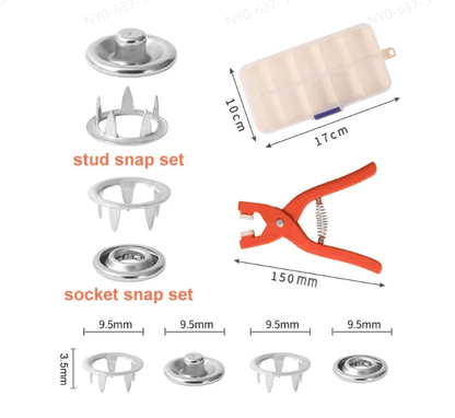 🧵 No-Sew Metal Snap Button Kit with Fastener Pliers – 100 Sets, Rust-Resistant & Easy DIY