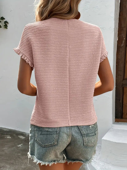 Sfrcord® T-Shirt mit einfarbigem Salatbesatz