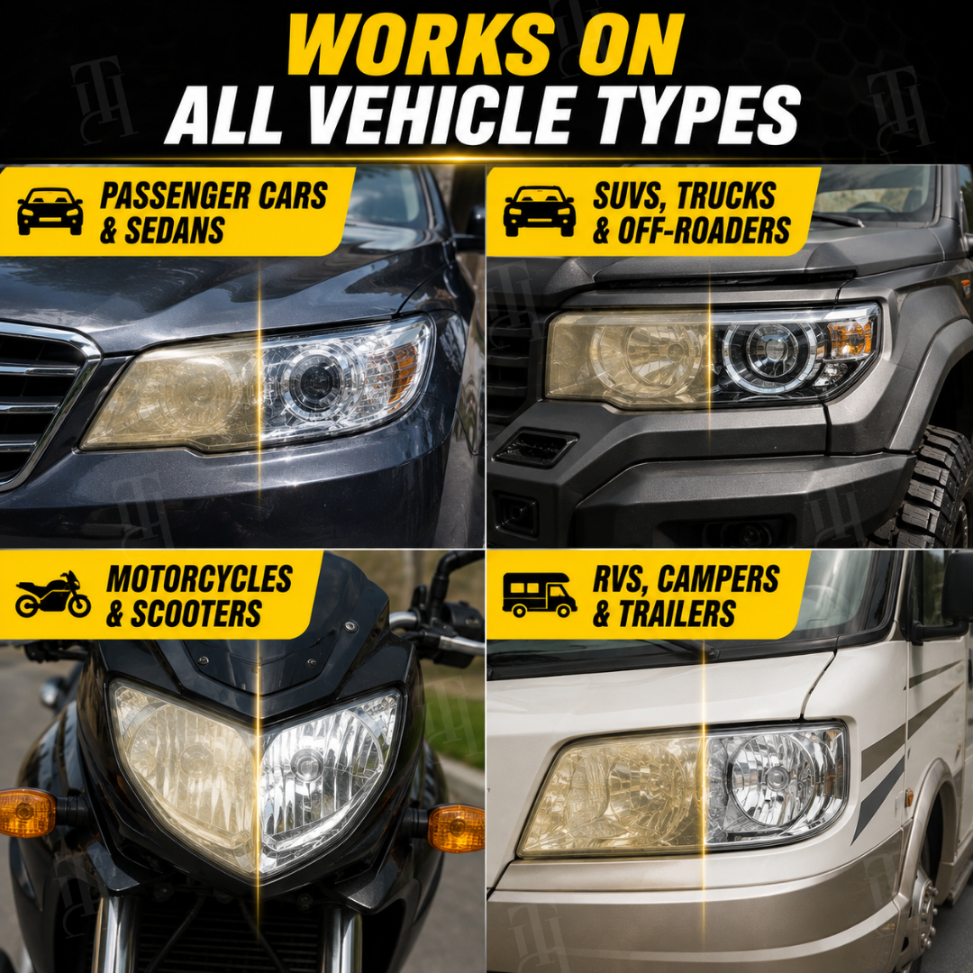 🔥 AEXZR® Headlight Restoration Kit – Melt Away Yellow Haze in 3 Minutes for Crystal-Clear Lights ✨