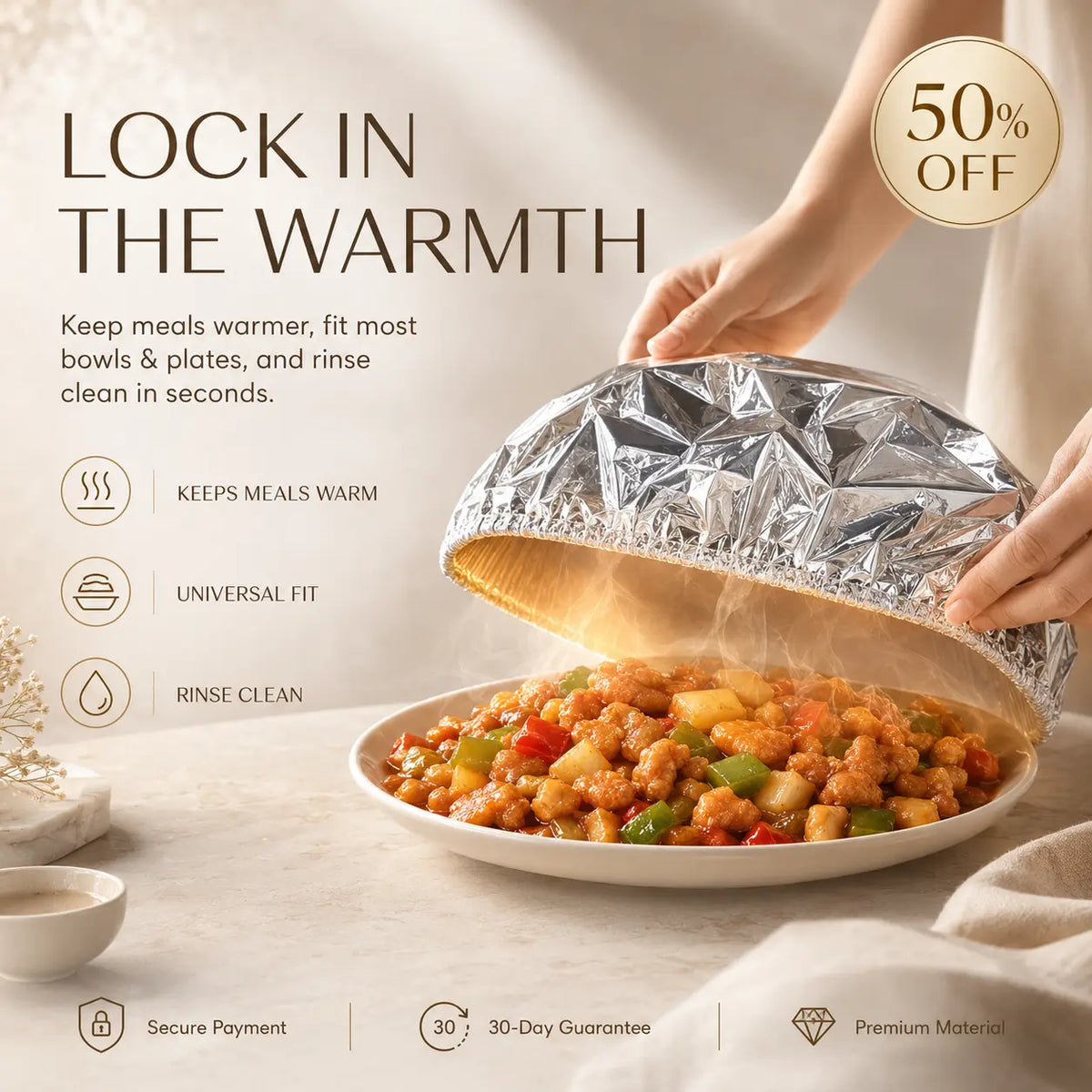🏆AEXZR® Insulated Food Covers (50 PCS) – Keep Meals Warm, Ready, & Covered🍽️