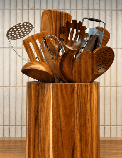 Teak Kitchen Caddy and Spoon Rest