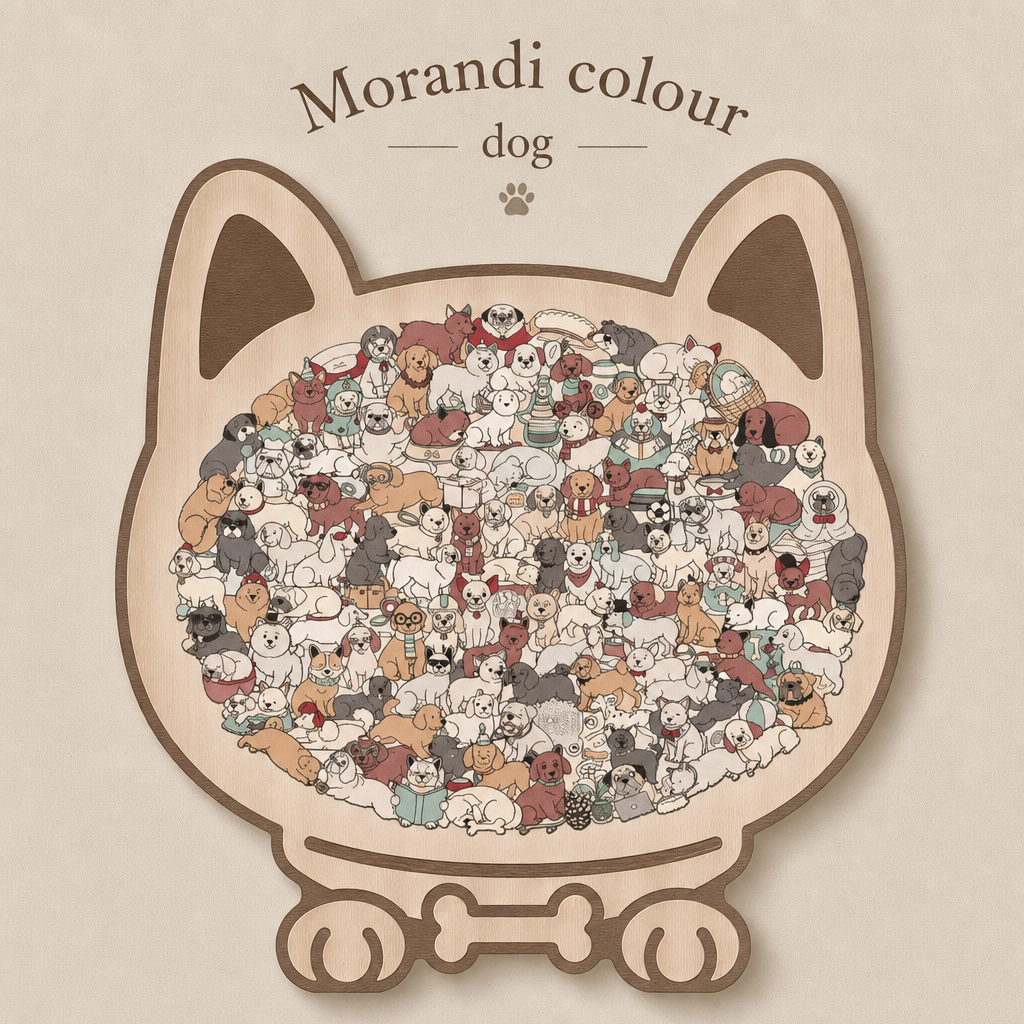 🔥50% OFF 🎅Christmas 135-Piece Cat-Shaped Wooden Puzzle in Morandi Colors🐱 🎁