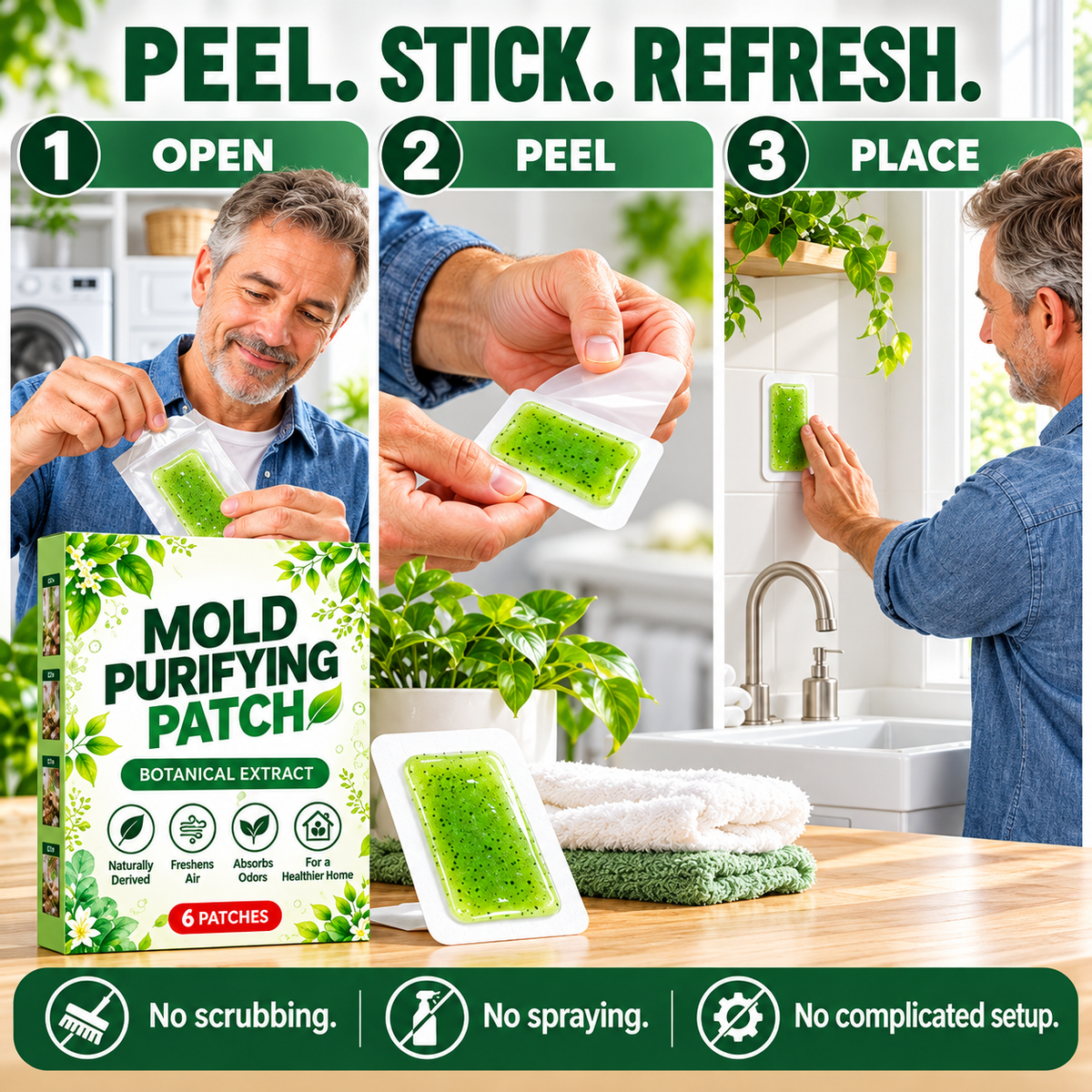 🌿 Botanical Mold & Spore Defense Pods (6-Pack) – Non-Toxic, Peel & Stick 90-Day Barrier for Damp Corners