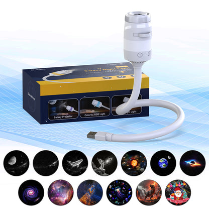 ✨ USB Galaxy Starry Night Light Projector – 360° Flexible Neck & Interchangeable Film Slides