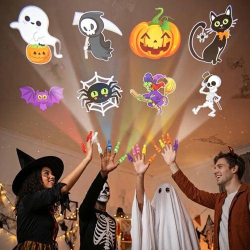 🎃🔦 LED Projection Finger Lights – Screen-Free Halloween Fun | Warm LED, No Blue Light