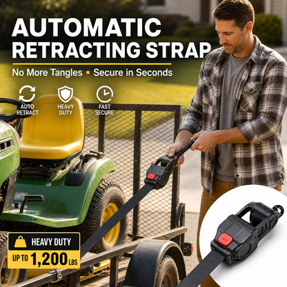 🔒 Automatic Retractable Ratchet Tie-Down Strap
