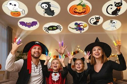 🎃🔦 LED Projection Finger Lights – Screen-Free Halloween Fun | Warm LED, No Blue Light