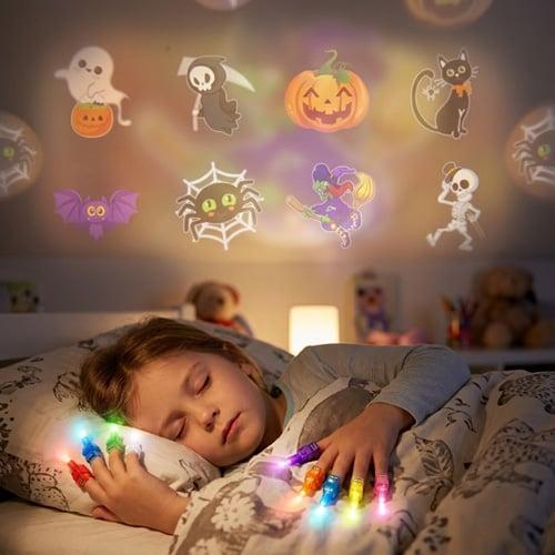 🎃🔦 LED Projection Finger Lights – Screen-Free Halloween Fun | Warm LED, No Blue Light