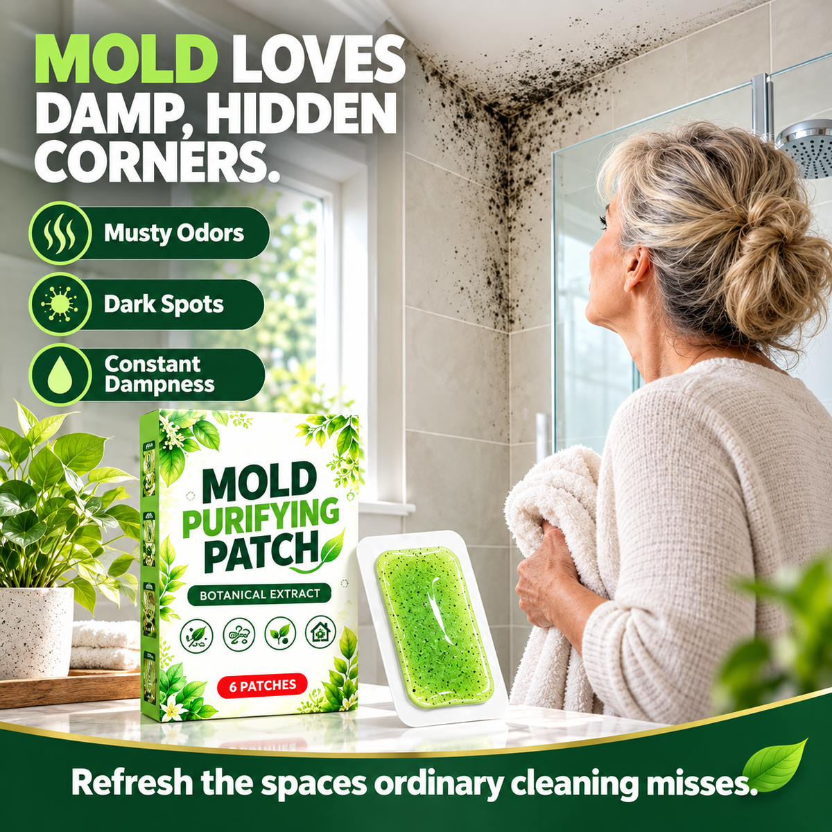 🌿 Botanical Mold & Spore Defense Pods (6-Pack) – Non-Toxic, Peel & Stick 90-Day Barrier for Damp Corners