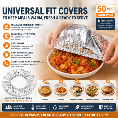 🏆AEXZR® Insulated Food Covers (50 PCS) – Keep Meals Warm, Ready, & Covered🍽️