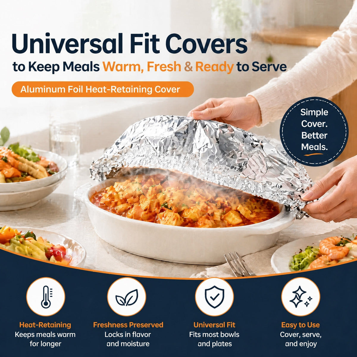 🏆AEXZR® Insulated Food Covers (50 PCS) – Keep Meals Warm, Ready, & Covered🍽️