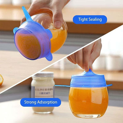 🥗 Reusable Silicone Stretch Lids for Food Storage – 6 Pack Food Grade Covers ✨