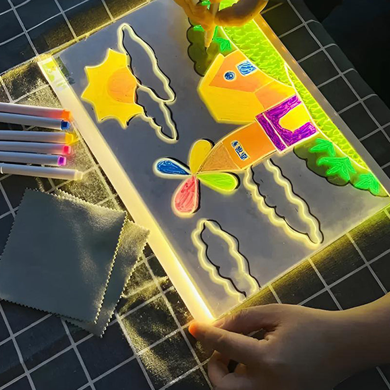 ✨ Tablero de Notas LED de Acrílico con Soporte – Pizarrón Borrable y Lámpara de Noche