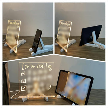 ✨ Tablero de Notas LED de Acrílico con Soporte – Pizarrón Borrable y Lámpara de Noche