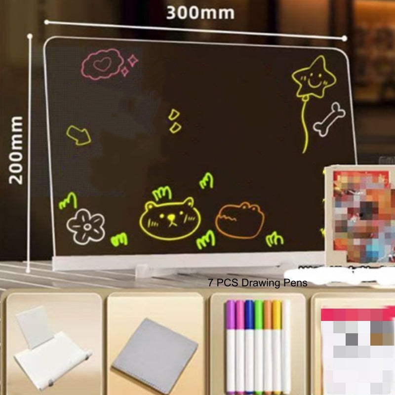 ✨ Tablero de Notas LED de Acrílico con Soporte – Pizarrón Borrable y Lámpara de Noche