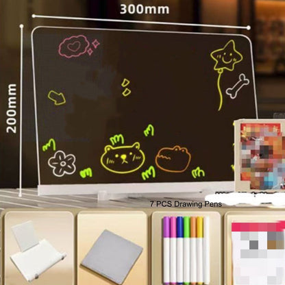 ✨ Tablero de Notas LED de Acrílico con Soporte – Pizarrón Borrable y Lámpara de Noche
