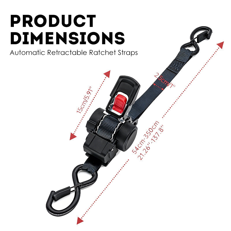 🔒 Automatic Retractable Ratchet Tie-Down Strap