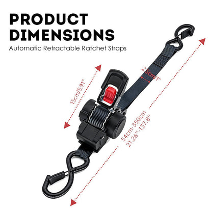 🔒 Automatic Retractable Ratchet Tie-Down Strap