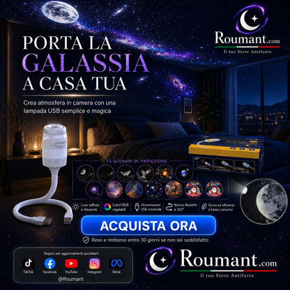✨ USB Galaxy Starry Night Light Projector – 360° Flexible Neck & Interchangeable Film Slides