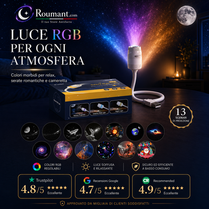 ✨ USB Galaxy Starry Night Light Projector – 360° Flexible Neck & Interchangeable Film Slides