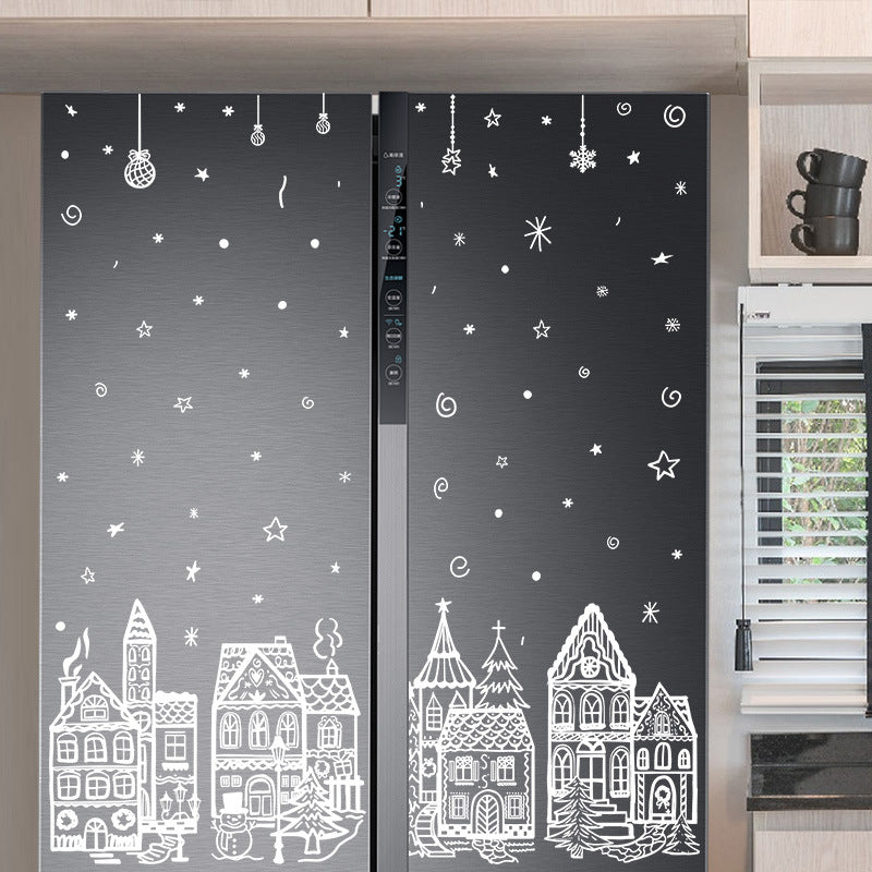 🎄 Christmas Village Window Sticker Set - Static Cling Holiday Decals (4 Sheets)