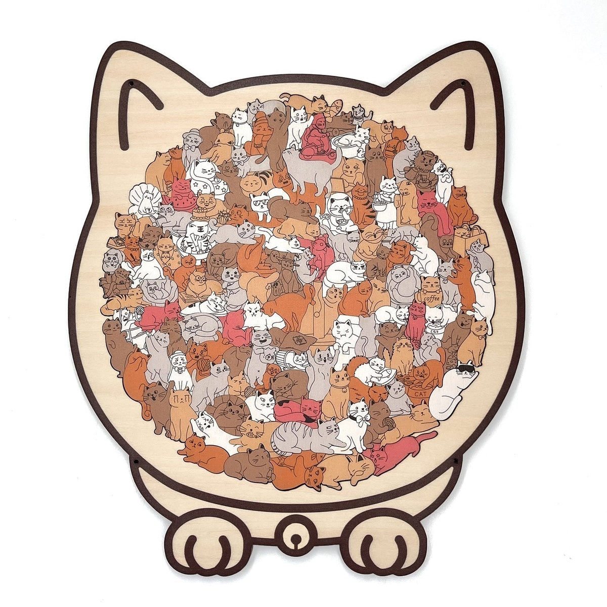 🔥50% OFF 🎅Christmas 135-Piece Cat-Shaped Wooden Puzzle in Morandi Colors🐱 🎁