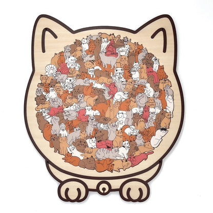 🔥50% OFF 🎅Christmas 135-Piece Cat-Shaped Wooden Puzzle in Morandi Colors🐱 🎁