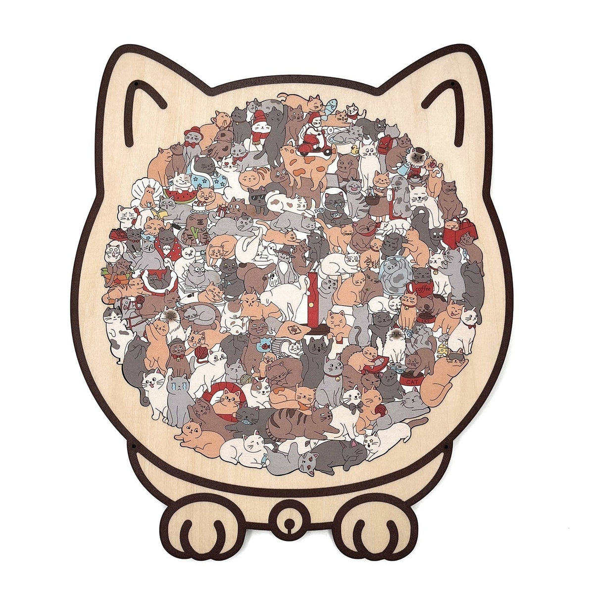 🔥50% OFF 🎅Christmas 135-Piece Cat-Shaped Wooden Puzzle in Morandi Colors🐱 🎁