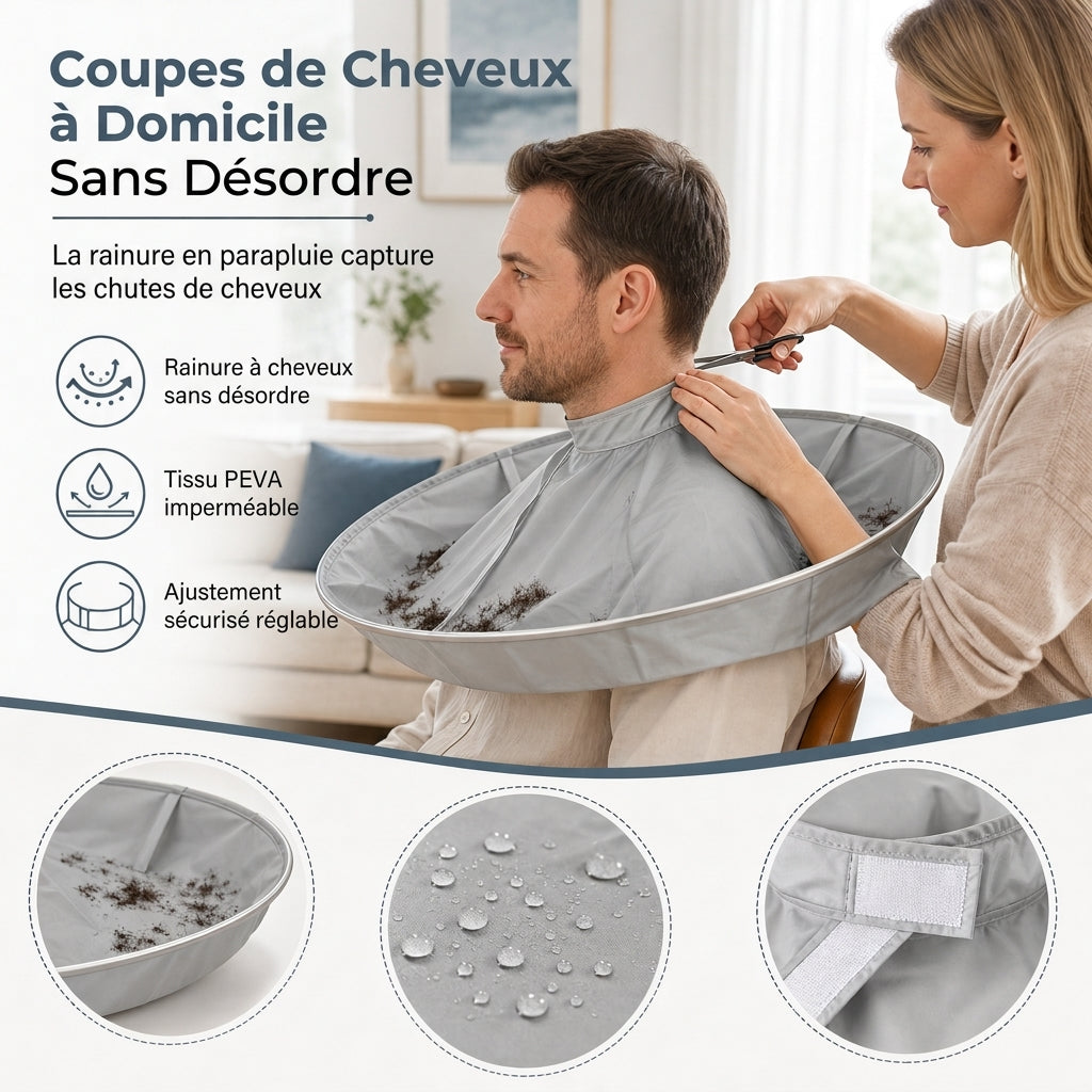 ✨ Hair Cutting Cape with Catcher – No More Messy Floors