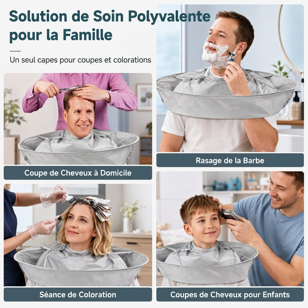 🎁 Free Comb Included! Hair Cutting Cape with Catcher – No More Messy Floors