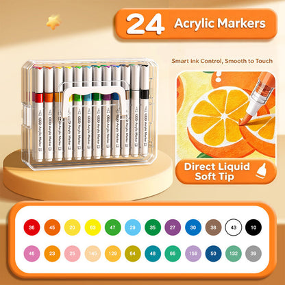 🎨 Washable Soft Brush Tip Acrylic Markers – Perfect for Kids & Crafts ✨