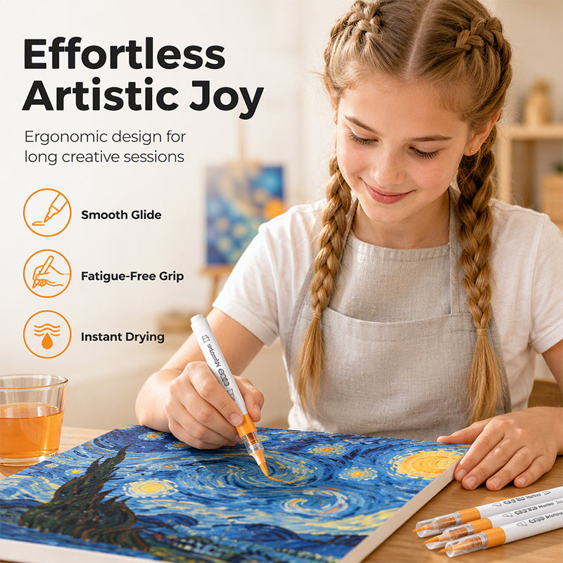 🎨 Washable Soft Brush Tip Acrylic Markers – Perfect for Kids & Crafts ✨