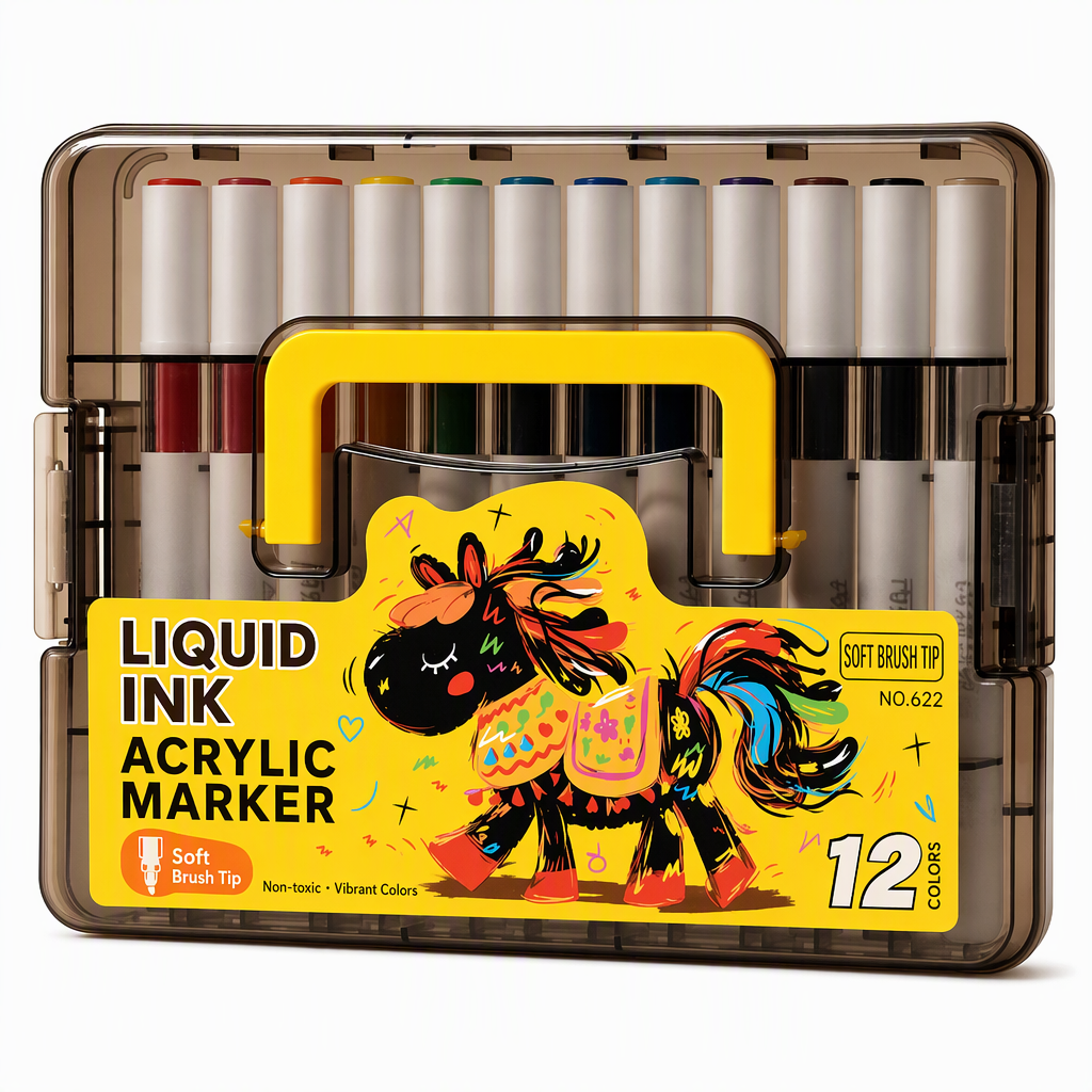 🎨 Washable Soft Brush Tip Acrylic Markers – Perfect for Kids & Crafts ✨