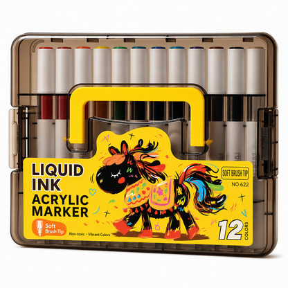 🎨 Washable Soft Brush Tip Acrylic Markers – Perfect for Kids & Crafts ✨