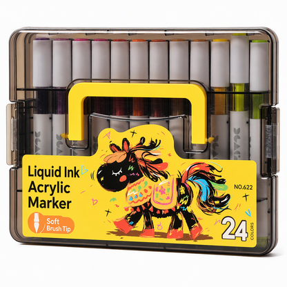 🎨 Washable Soft Brush Tip Acrylic Markers – Perfect for Kids & Crafts ✨