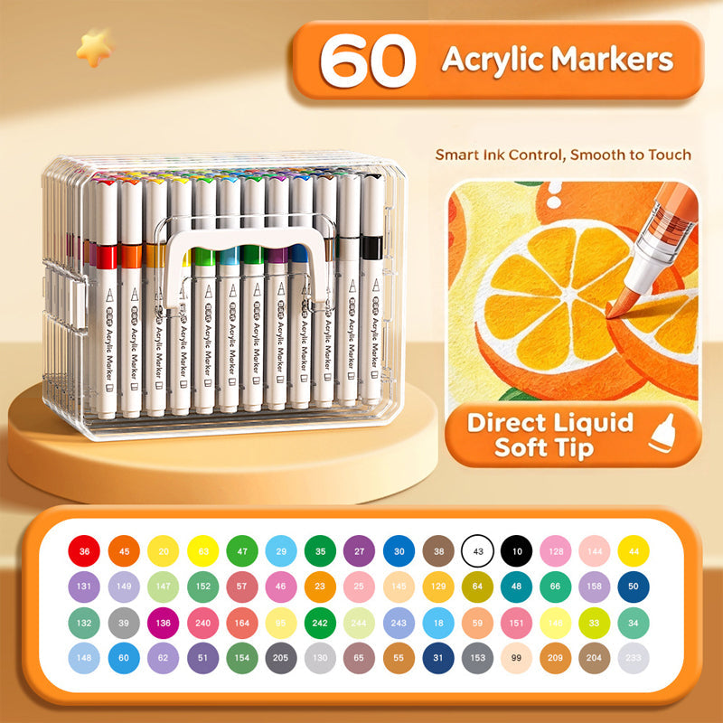 🎨 Washable Soft Brush Tip Acrylic Markers – Perfect for Kids & Crafts ✨