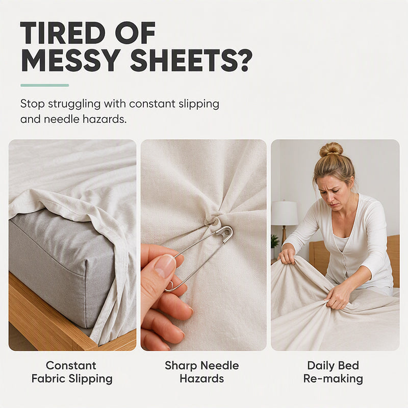 Stop Bedsheets from Slipping 🛏️ – Needle-Free Clips