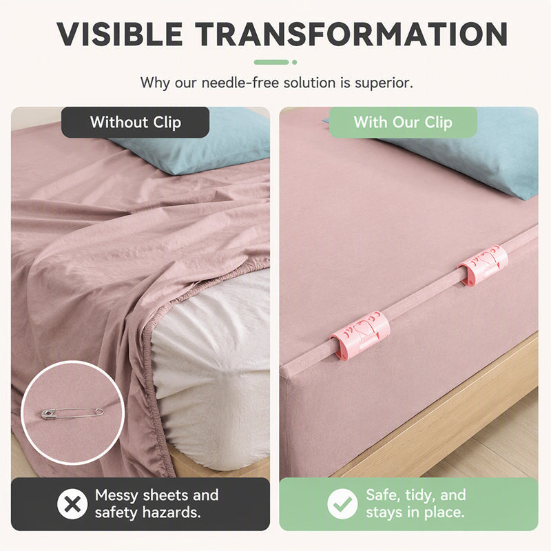Stop Bedsheets from Slipping 🛏️ – Needle-Free Clips