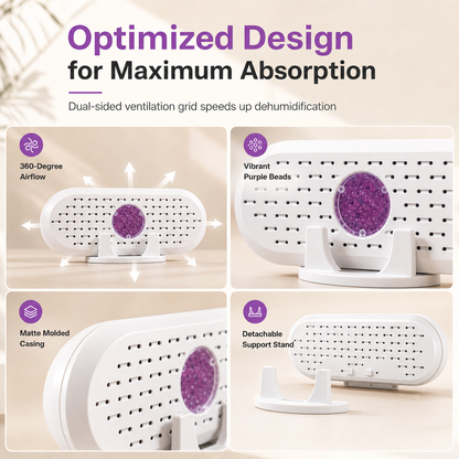 ⏳Last Day Buy 2 Get 1 Free💦Reusable Mini Household Dehumidifier with Purple Silica Bead Indicator for Wardrobe, Closet & Shoe Cabinet